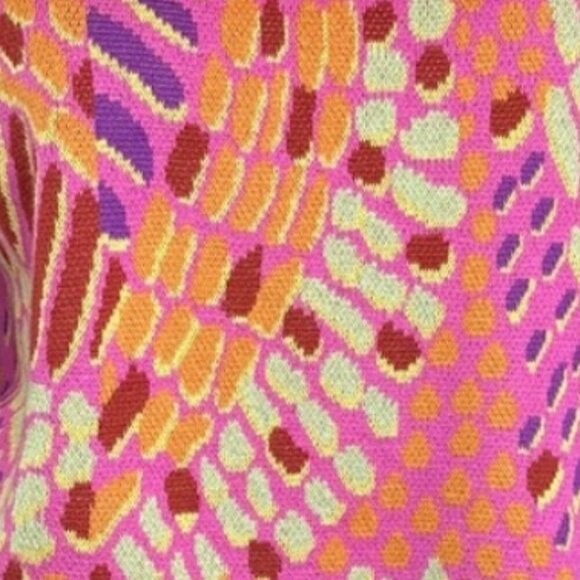 FATE SZ L Bright Pink Abstract Mock Neck Sweater Comfy Art to Wear Colorful - Picture 5 of 8